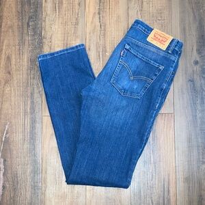 Levi's Men's Skinny Jeans - Dark Blue Denim with Tan Patch